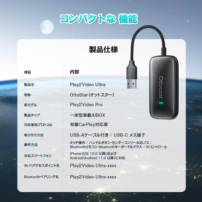 車内エンタメを次のレベルへ｜Play2Video Ultra ワイヤレスAIボックス