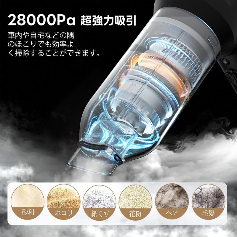 28000Pa超強力コードレスハンディクリーナー｜吸引＆送風2WAY多機能モデル