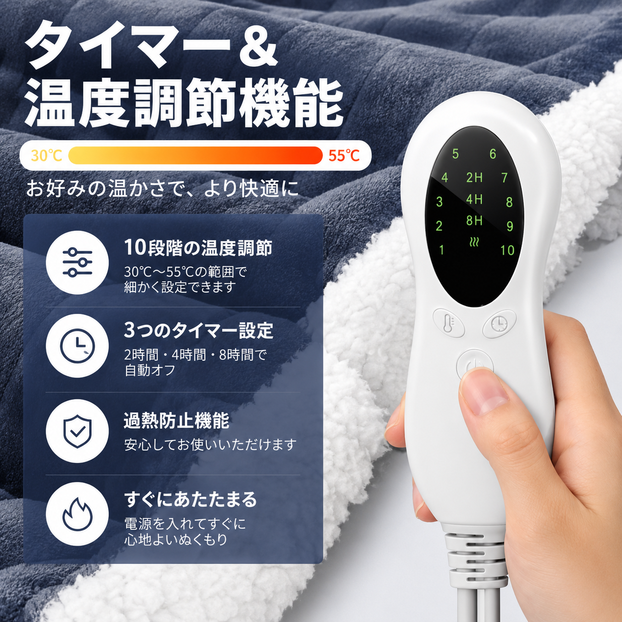 着る電気毛布｜10段階温度調節・2/4/8時間タイマー付き あったかルームウェア